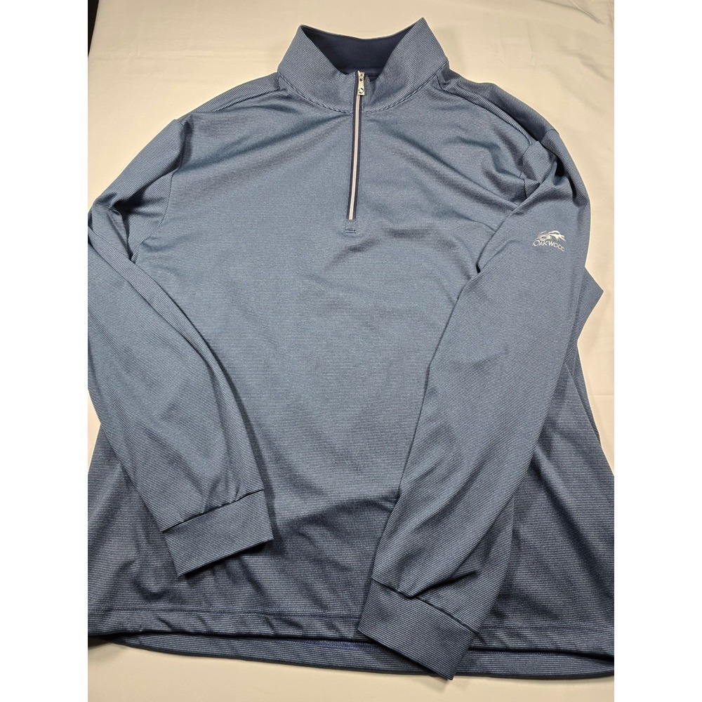 Greg Norman Men's XL Blue Stripe Quarter Zip Golf Pullover Jacket
